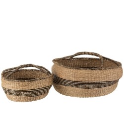 Set de 2 paniers en bois naturel 60x60x26 cm