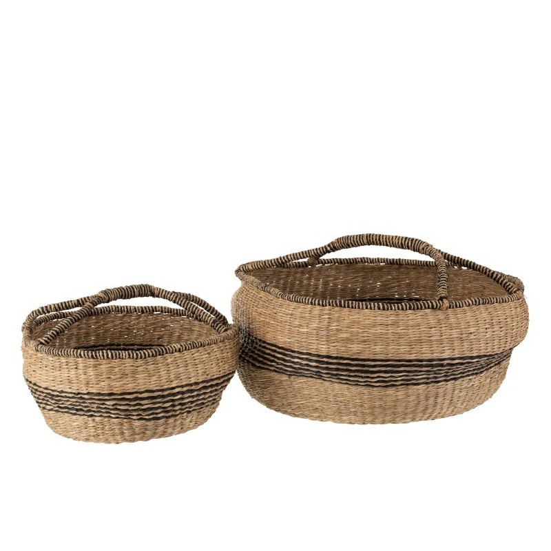 Set de 2 paniers en bois naturel 60x60x26 cm