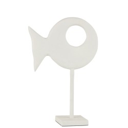 Figurina de pez sobre base de aluminio blanco de 39 cm de altura