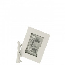 Cadre photo avec personnage en aluminium blanc 20x25cm