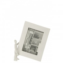 Cadre photo avec personnage en aluminium blanc 23x27cm