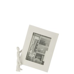 Cadre photo avec personnage en aluminium blanc 23x27cm