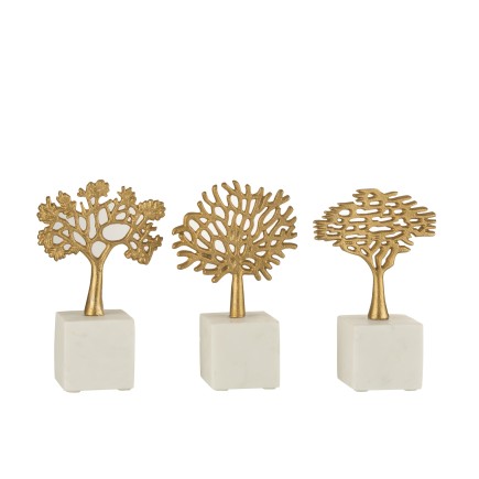 Lot de 3 arbres sur socle en aluminium doré H23cm