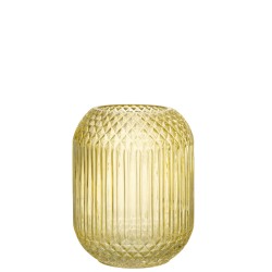 Vase droit en verre jaune L18*l18*H19cm