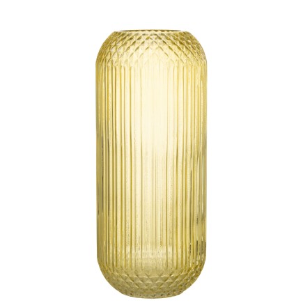 Vase droit en verre jaune L15*l15*H36cm