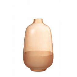Vase en verre couleur pêche L15*l15*H27cm