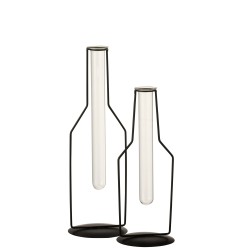 Soliflor en forma de botella de metal negro L10*l10*H33cm
