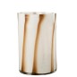 Photophore en verre blanc avec lignes marrons L20*l20*H30cm