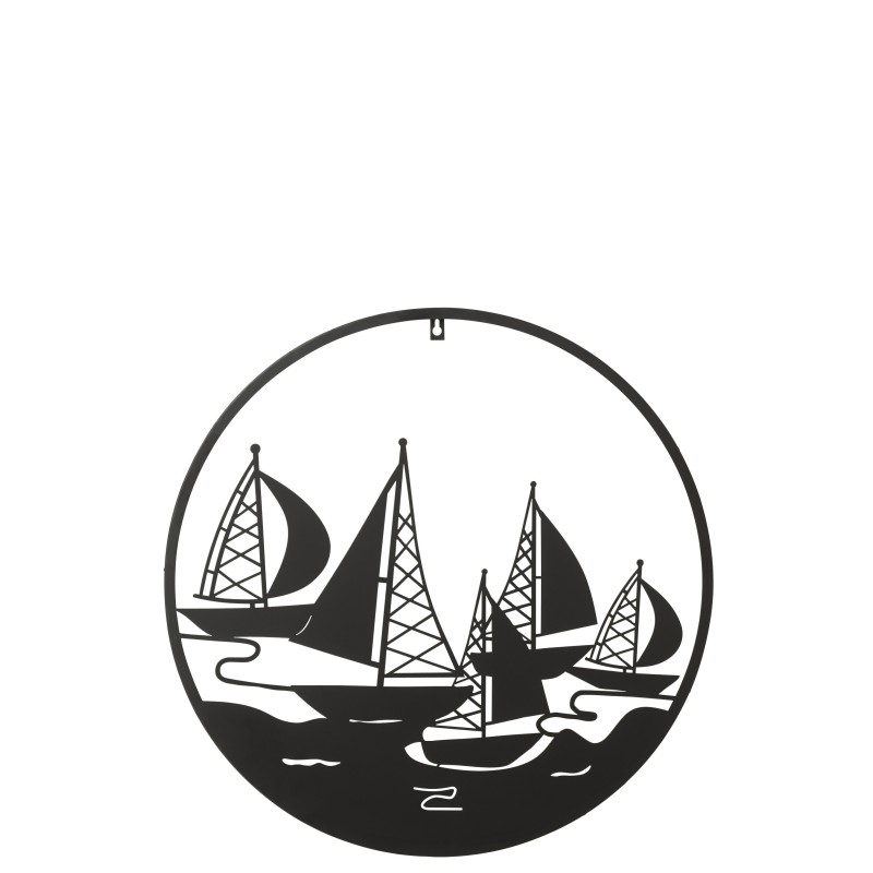Décoration murale en forme de bateau en métal noir L60*l1*H60cm Décoration murale en forme de bateau en métal noir L60*l1*H60cm
