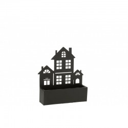 Maceta colgante en forma de casa de metal negro L30*l8*H36cm