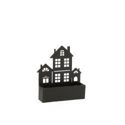 Maceta colgante en forma de casa de metal negro L30*l8*H36cm