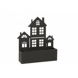Maceta colgante en forma de casa de metal negro L40*l10*H47cm