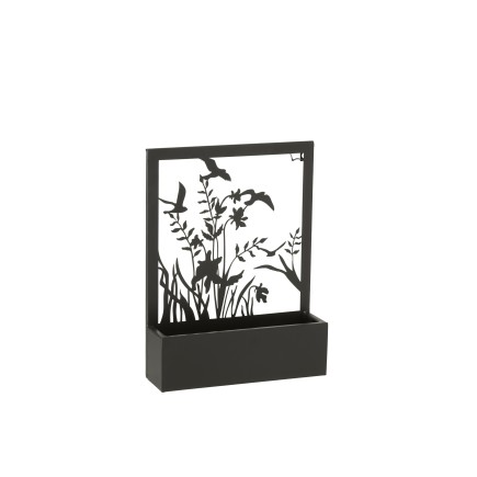 Vaso da fiori a parete con piante in metallo nero L31*L8*H41cm