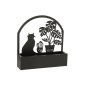 Pot de fleurs mural avec fleur et chat en métal noir L41*l11*H54cm Pot de fleurs mural avec fleur et chat en métal noir L41*l11*H54cm