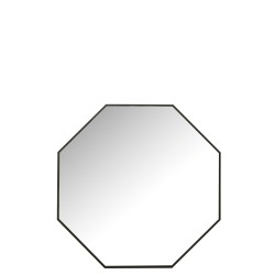 Miroir octogone en verre et métal noir L60xl60xH3cm