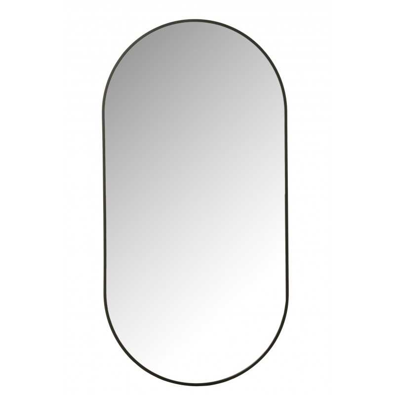 Miroir ovale en verre et métal noir L50*l100*H3cm