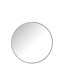 Miroir rond en bois et métal noir L90*l90*H3cm