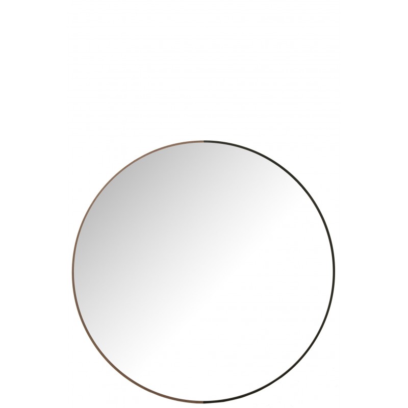 Miroir rond en bois et métal noir L90*l90*H3cm
