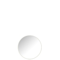 Miroir rond en verre et métal blanc D.40cm