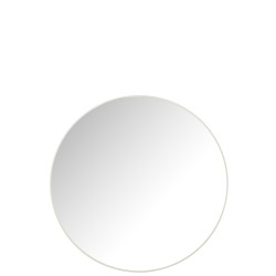 MIROIR ROND VERRE/METAL BLANC LARGE