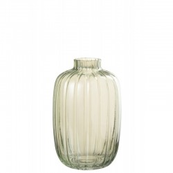 Vase à lignes en verre vert 16x16x25 cm