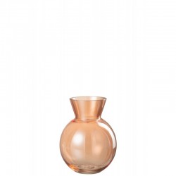 Vase boule en verre orange 13x13x18 cm