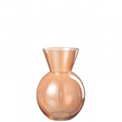 Vase boule en verre orange 16x16x23 cm