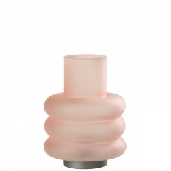 Lámpara con LED de vidrio rosa 17x17x24 cm