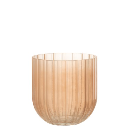 Vase avec ligne en verre rose 15x15x16 cm