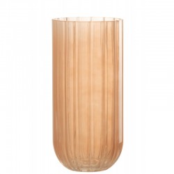 Vase avec ligne en verre rose 12x12x25 cm
