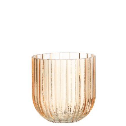 Vase avec ligne en verre rose 15x15x16 cm