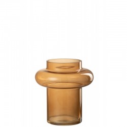 Vase anneau en verre orange 18x18x20 cm