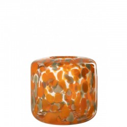 Vase rond avec motif taches en verre orange 20x20x20 cm