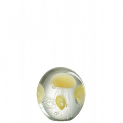 Portapapeles medusa de vidrio amarillo 12x12x14 cm