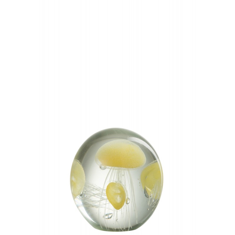 Portapapeles medusa de vidrio amarillo 12x12x14 cm