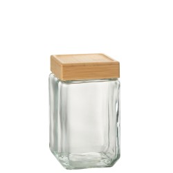 Pot en verre transparent 11x11x19 cm