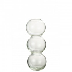 Jarrón de vidrio transparente en forma de bola de 9x9x23 cm