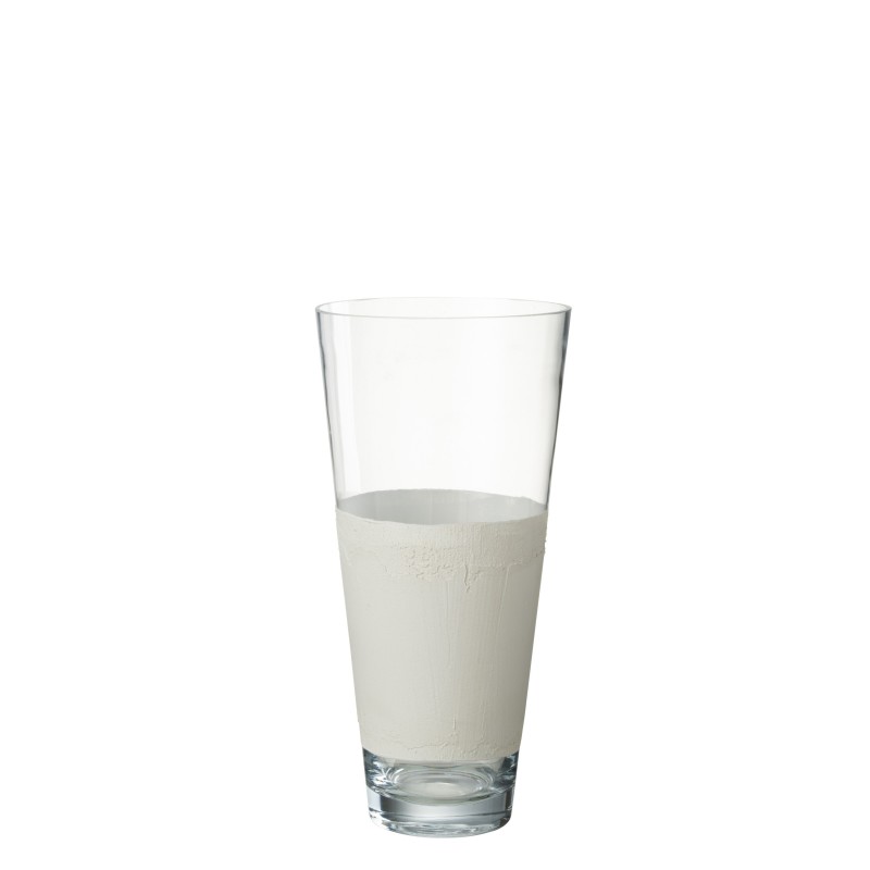 Vase avec ligne en verre blanc 22x22x45 cm Vase avec ligne en verre blanc 22x22x45 cm