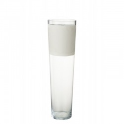 Vase avec ligne en verre blanc 17x17x60 cm