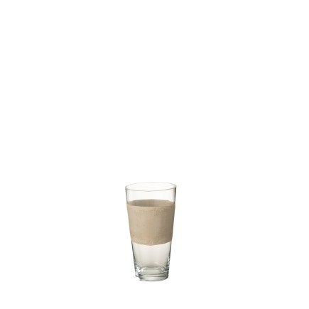 Vase avec ligne en verre beige 14x14x25 cm