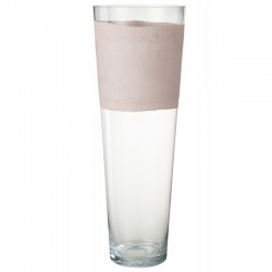 Vase avec ligne en verre rose 25x25x70 cm