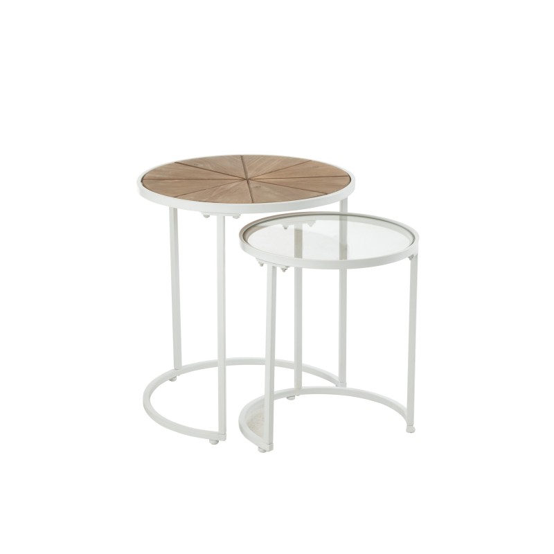 Set de 2 tables basses en verre blanc 50x50x56 cm