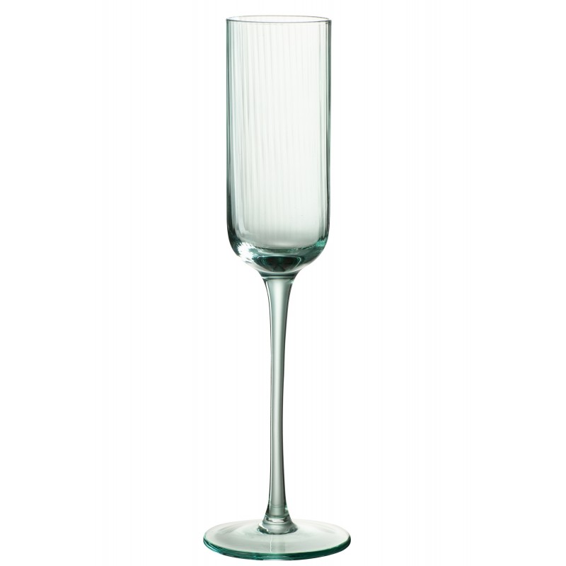 Vaso de champán de vidrio verde menta de 7x7x26 cm