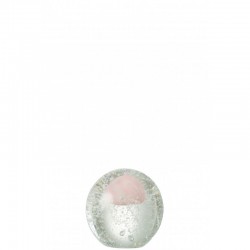 Presse-papier bulle en verre rose 11x11x11 cm