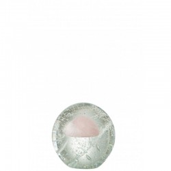 Portapapeles de vidrio rosa con burbujas 14x14x12 cm