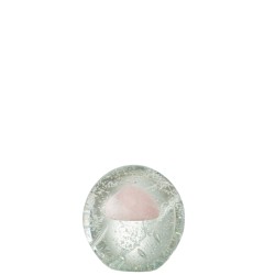 Presse-papier bulle en verre rose 14x14x12 cm