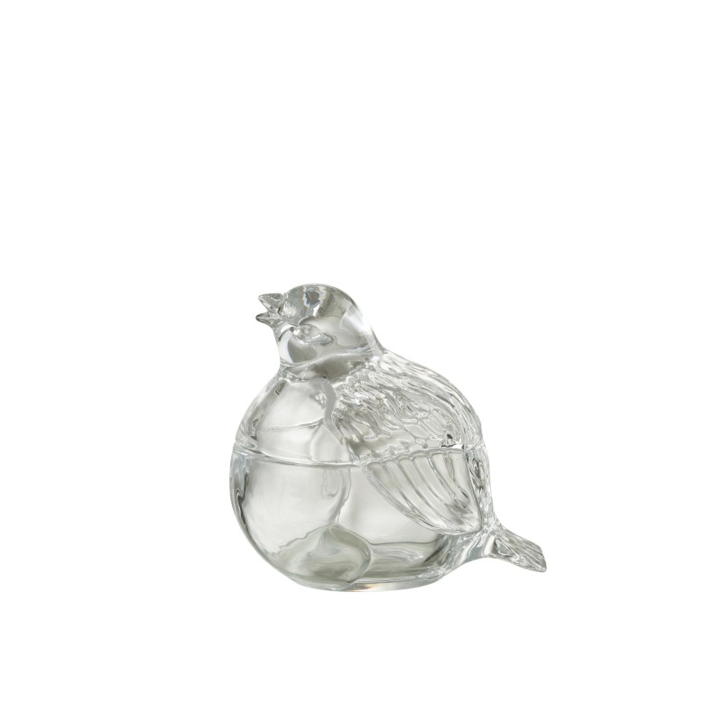 Bonbonnière pigeon en verre transparent 14x14x13 cm