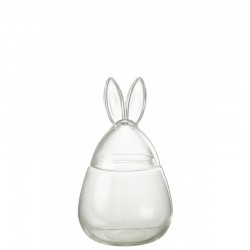 Bonbonnière lapin en verre transparent 20x20x34 cm