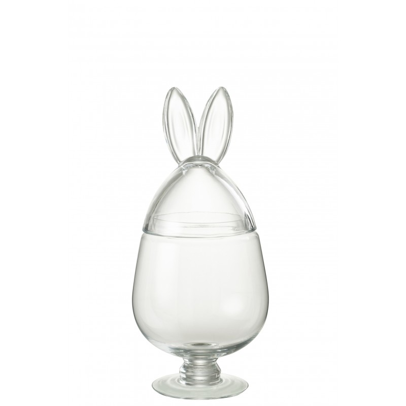 Bonbonnière lapin en verre transparent 17x17x38 cm