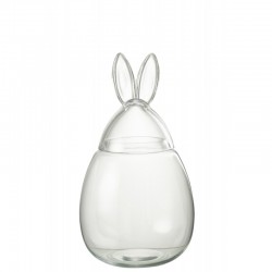 Bonbonnière lapin en verre transparent 23x23x39 cm
